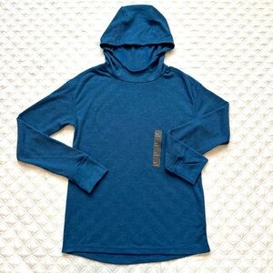 NWT all in motion Lightweight Waffle Long Sleeve Pullover Hoodie Blue Sz L 12-14